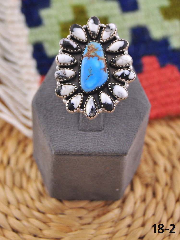Southwest Handmade Multi Stone & Sterling Silver Adjustable Ring