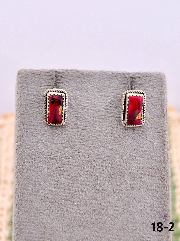 Southwest Made Rose Dahlia & Sterling Silver Post Earrings