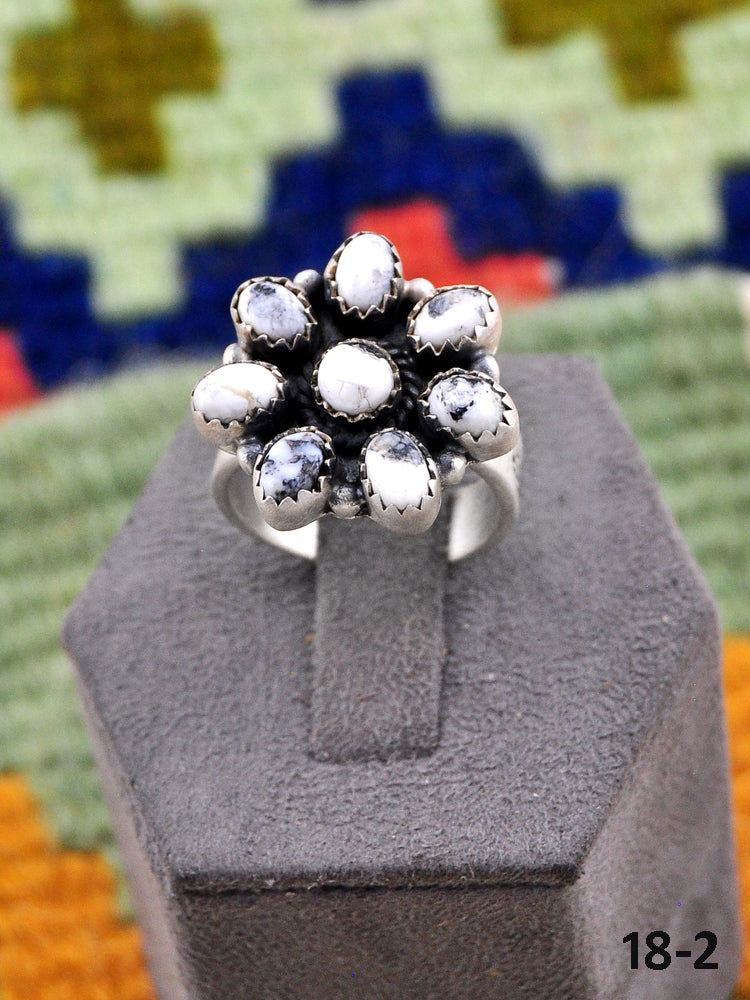 Southwest Made White Buffalo & Sterling Silver Adjustable Ring