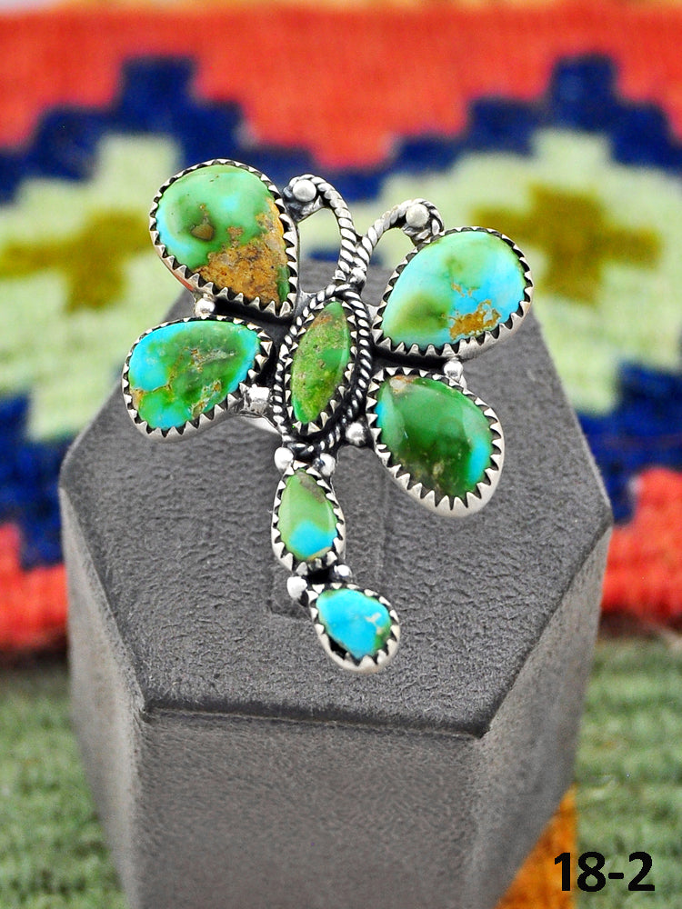 Southwest Handmade Sonoran Turquoise & Sterling Silver Adjustable Ring