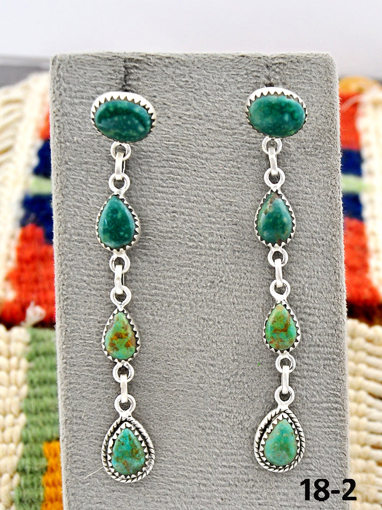Southwest Made Cripple Creek Turquoise & Sterling Silver Post Earrings