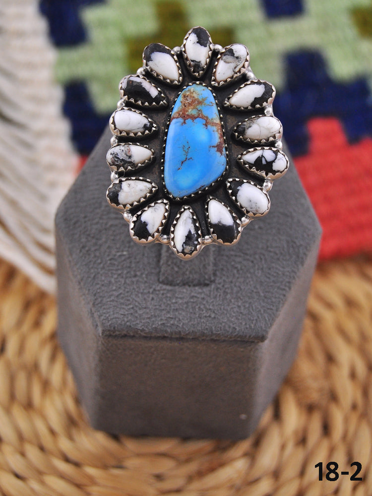 Southwest Handmade Multi Stone & Sterling Silver Adjustable Ring