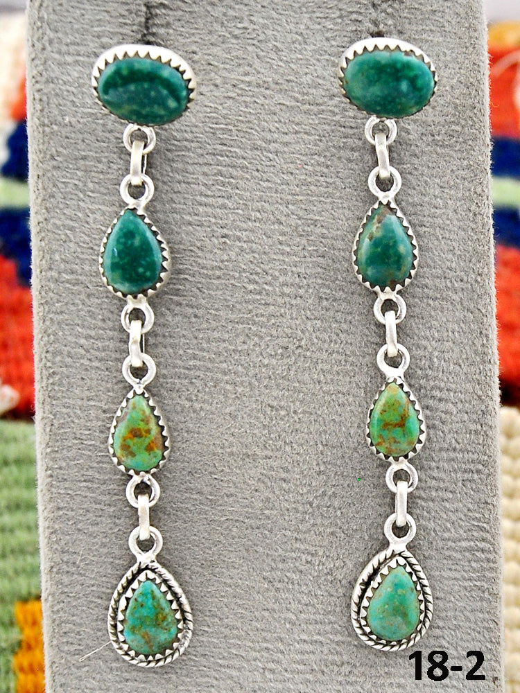 Southwest Made Cripple Creek Turquoise & Sterling Silver Post Earrings