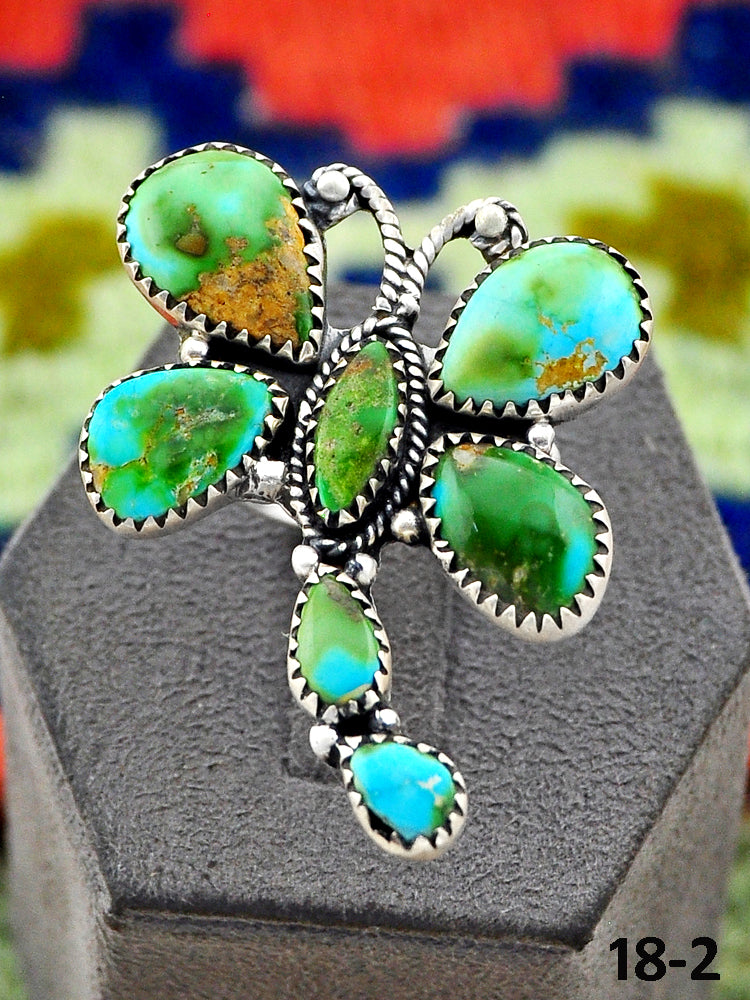 Southwest Handmade Sonoran Turquoise & Sterling Silver Adjustable Ring