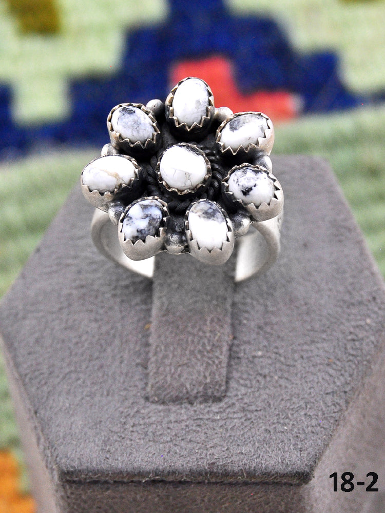 Southwest Made White Buffalo & Sterling Silver Adjustable Ring