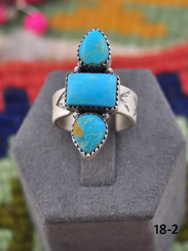 Southwest Made Kingman Turquoise & Sterling Silver Adjustable Ring