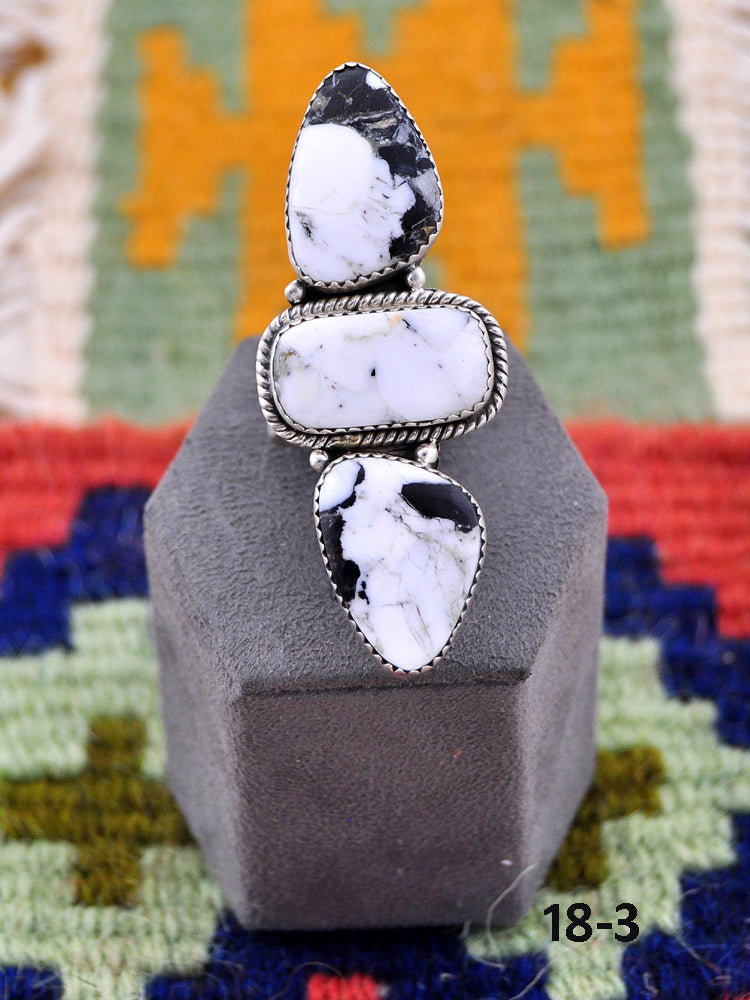Southwest Made White Buffalo Adjustable Ring