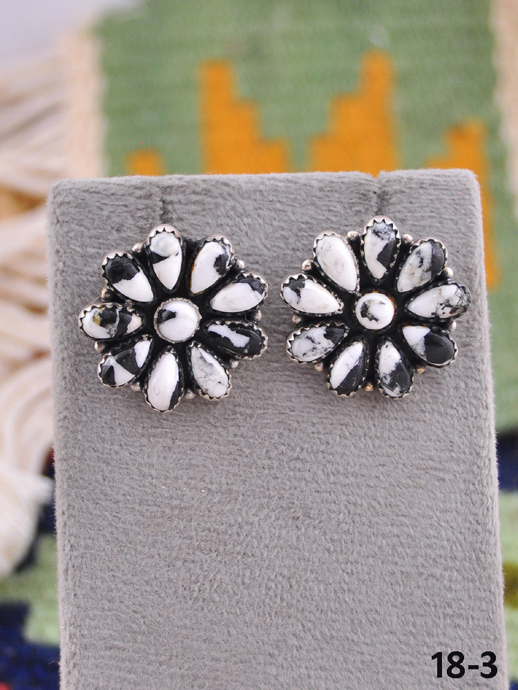 Southwest Made White Buffalo & Sterling Silver Post Earrings
