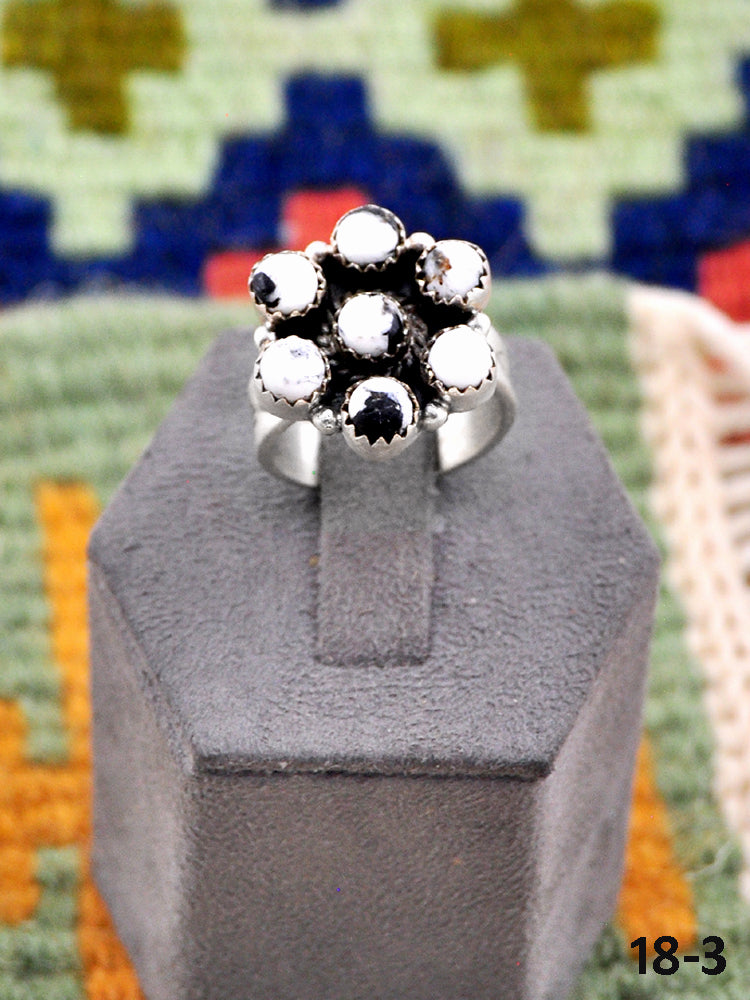Southwest Made White Buffalo & Sterling Silver Adjustable Ring