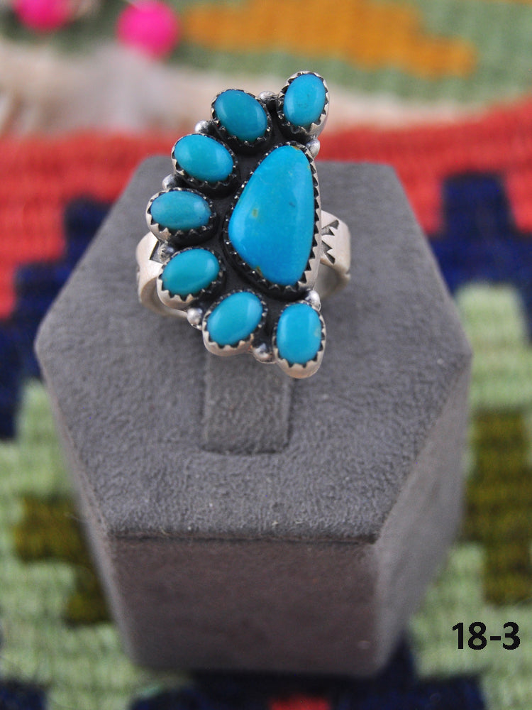Southwest Made Kingman Turquoise & Sterling Silver Adjustable Ring