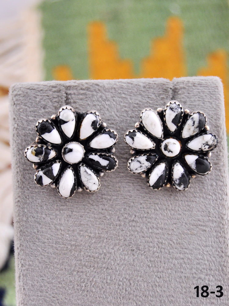 Southwest Made White Buffalo & Sterling Silver Post Earrings