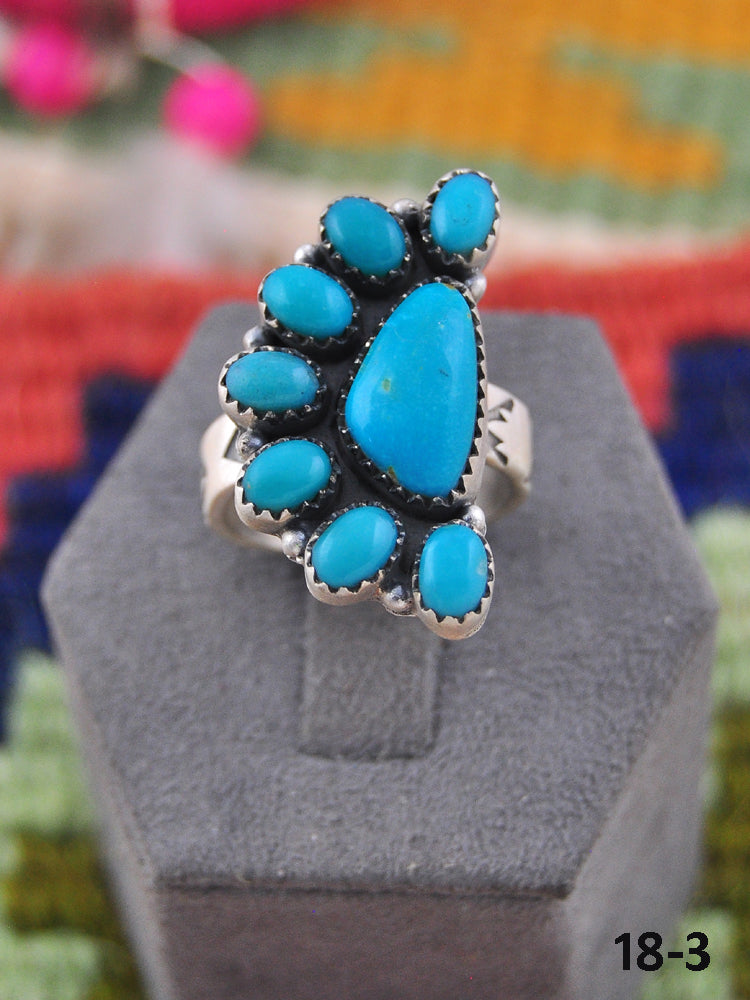 Southwest Made Kingman Turquoise & Sterling Silver Adjustable Ring