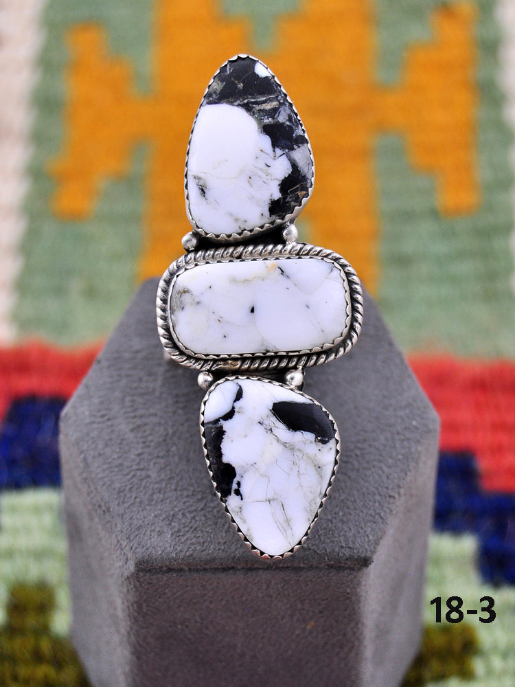 Southwest Made White Buffalo Adjustable Ring