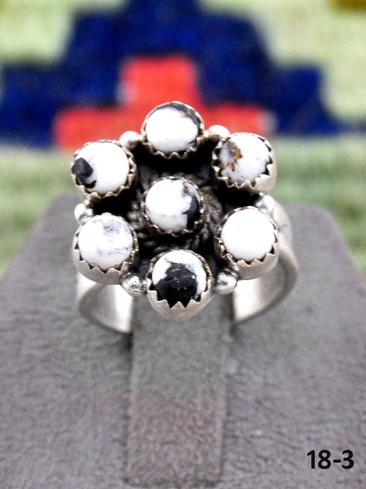 Southwest Made White Buffalo & Sterling Silver Adjustable Ring