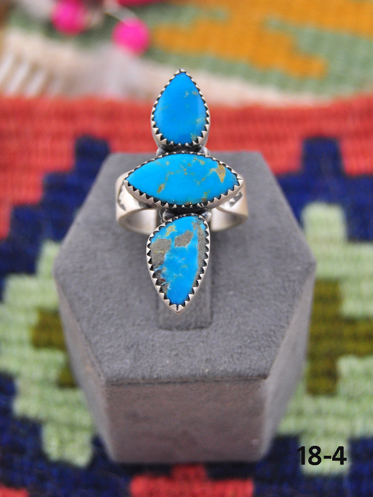 Southwest Made Kingman Turquoise & Sterling Silver Adjustable Ring