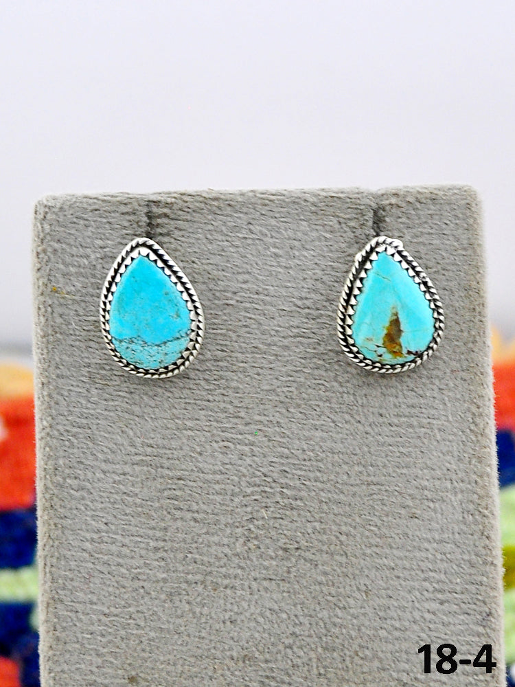 Southwest Made No.8 Turquoise & Sterling Silver Studs Earrings