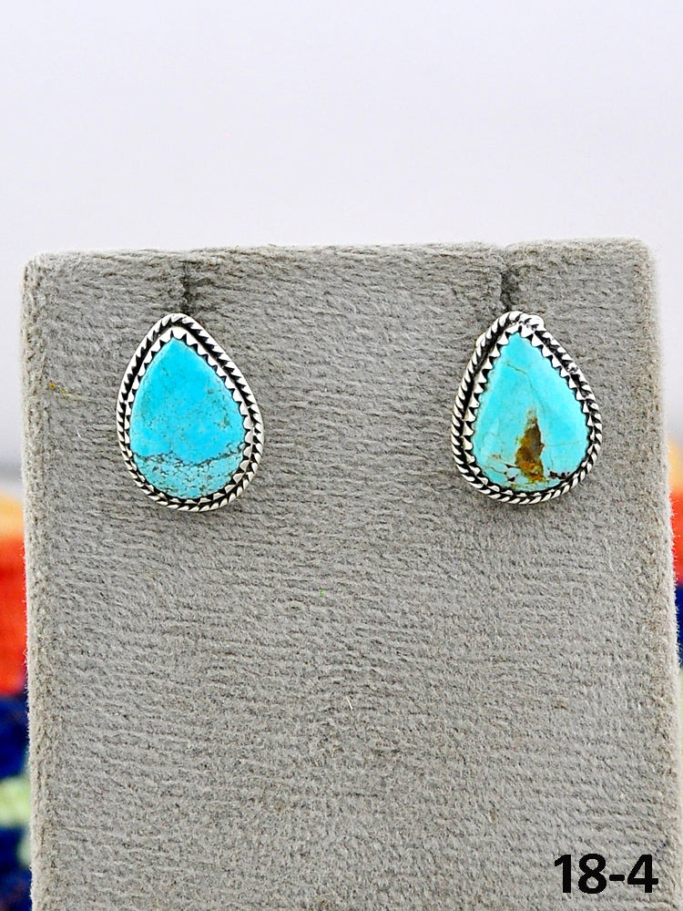 Southwest Made No.8 Turquoise & Sterling Silver Studs Earrings