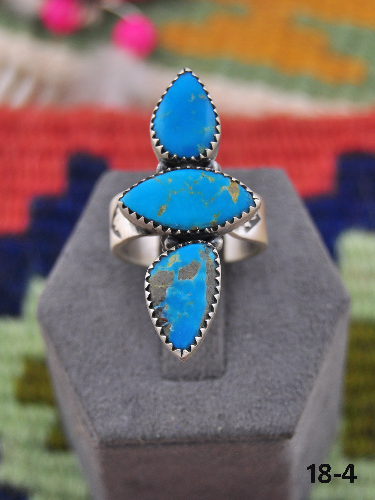 Southwest Made Kingman Turquoise & Sterling Silver Adjustable Ring