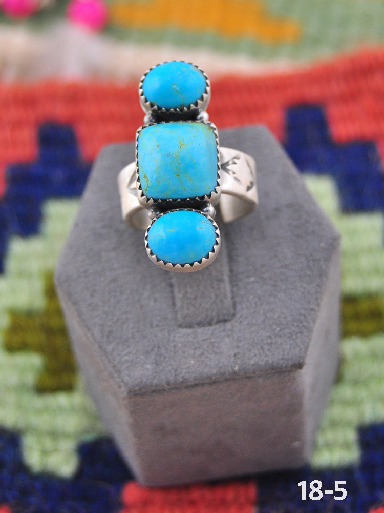 Southwest Made Kingman Turquoise & Sterling Silver Adjustable Ring