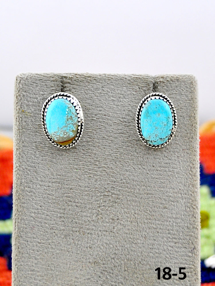 Southwest Made No.8 Turquoise & Sterling Silver Studs Earrings