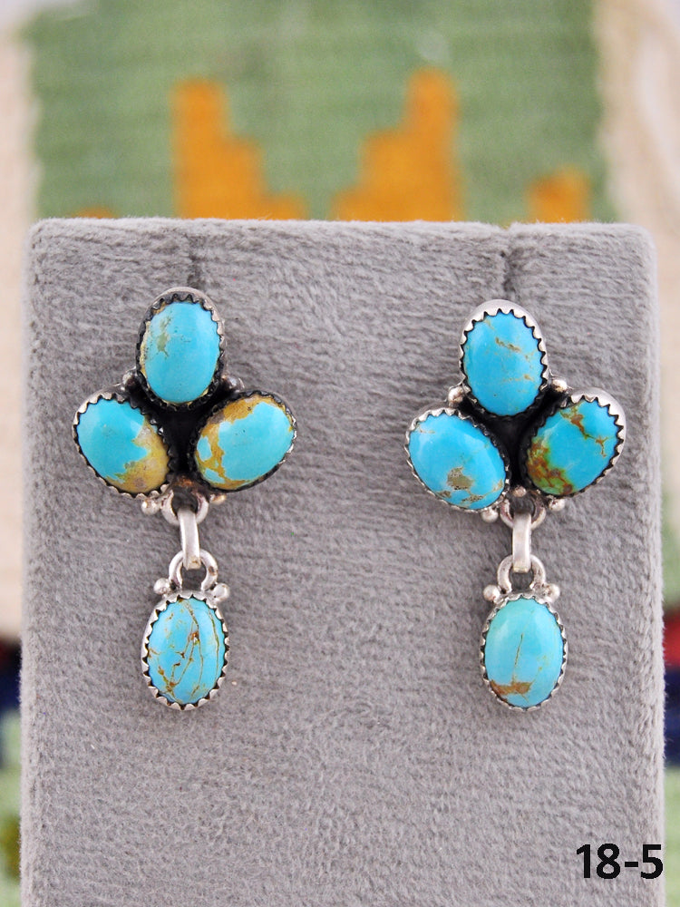 Southwest Made Kingman Turquoise & Sterling Silver Post Dangle Earrings