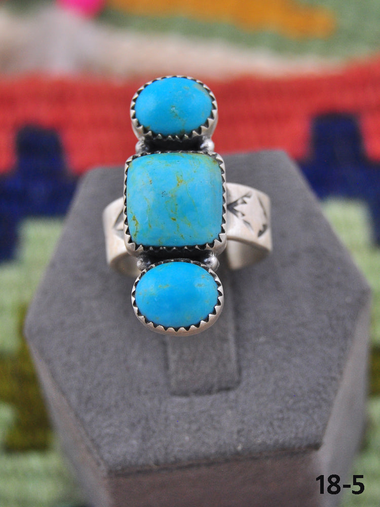Southwest Made Kingman Turquoise & Sterling Silver Adjustable Ring