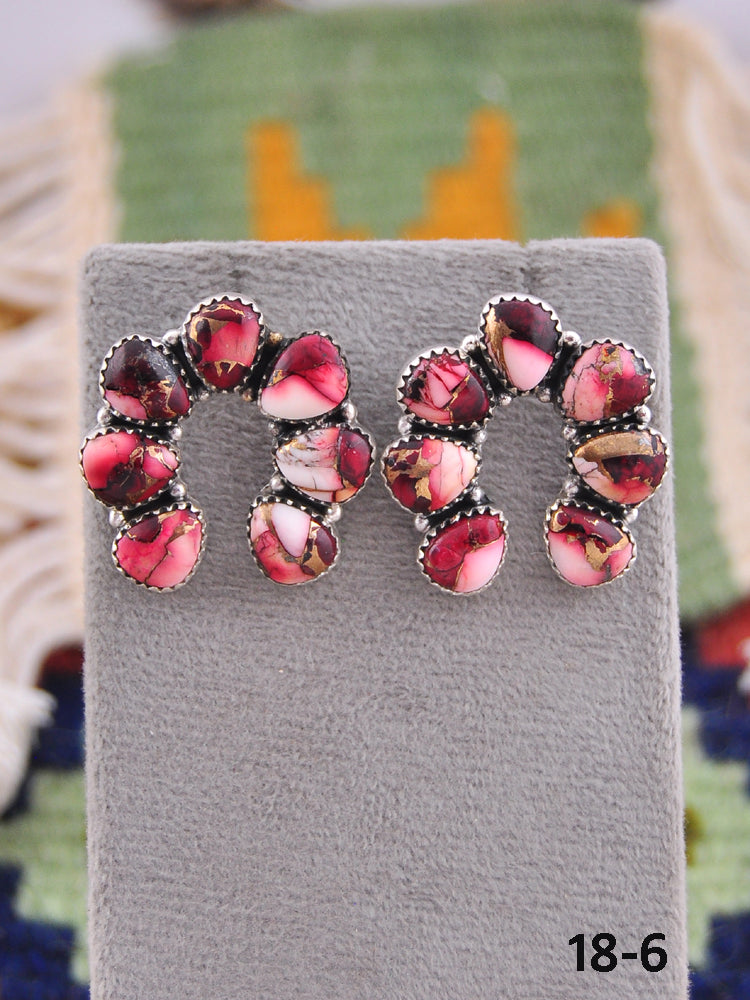 Southwest Made Rose Dahlia & Sterling Silver Post Earrings