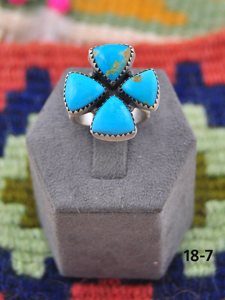 Southwest Made Kingman Turquoise & Sterling Silver Adjustable Ring