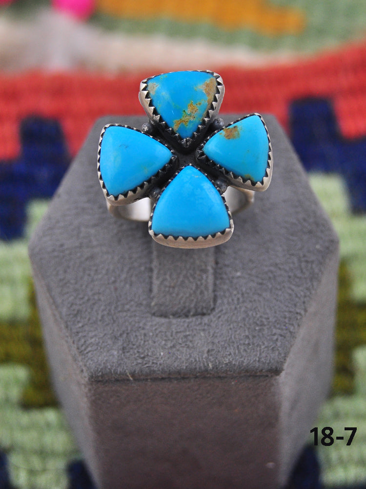 Southwest Made Kingman Turquoise & Sterling Silver Adjustable Ring