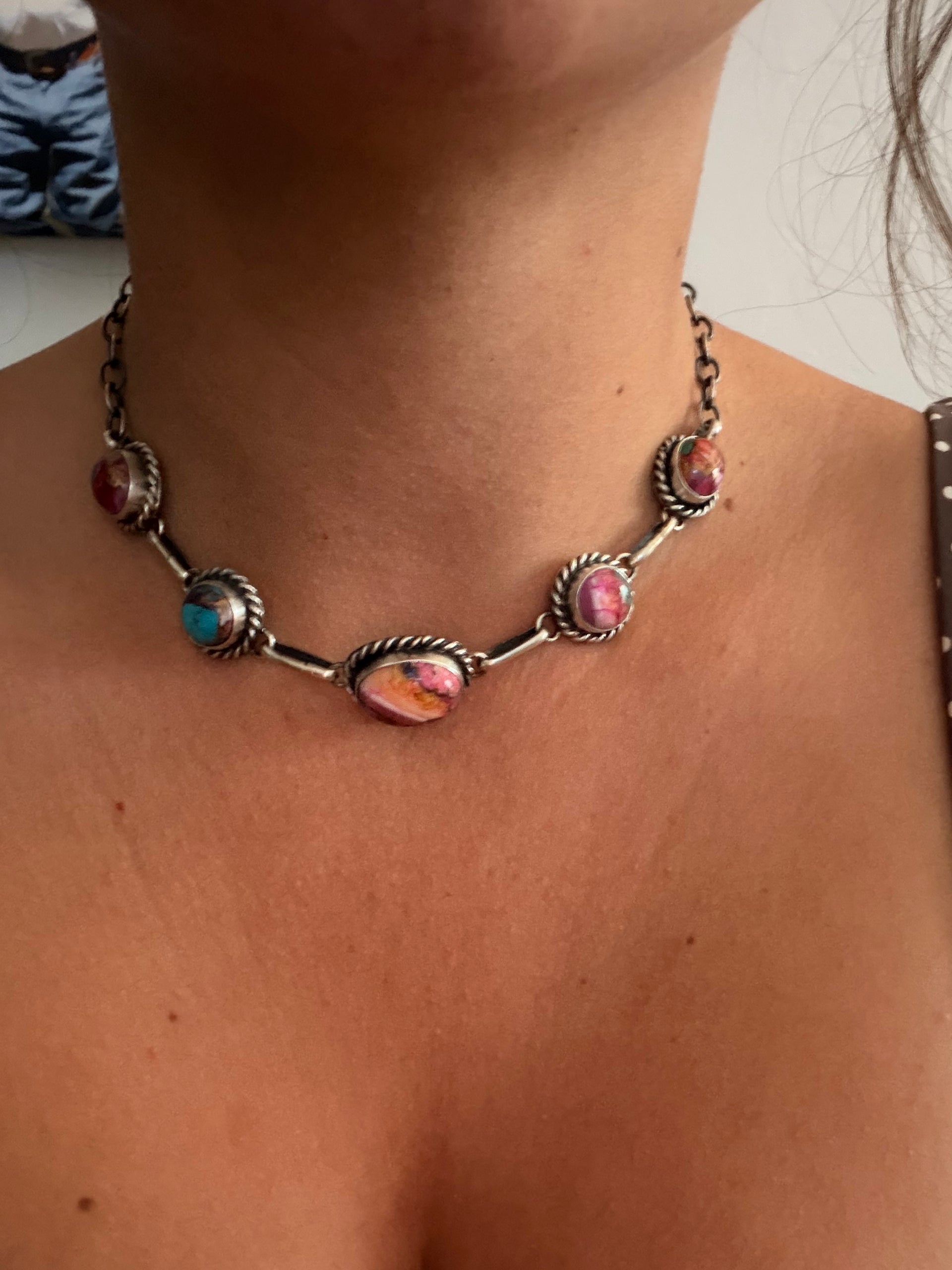 Augustine Largo Mojave Turquoise & Sterling Silver Choker Necklace
