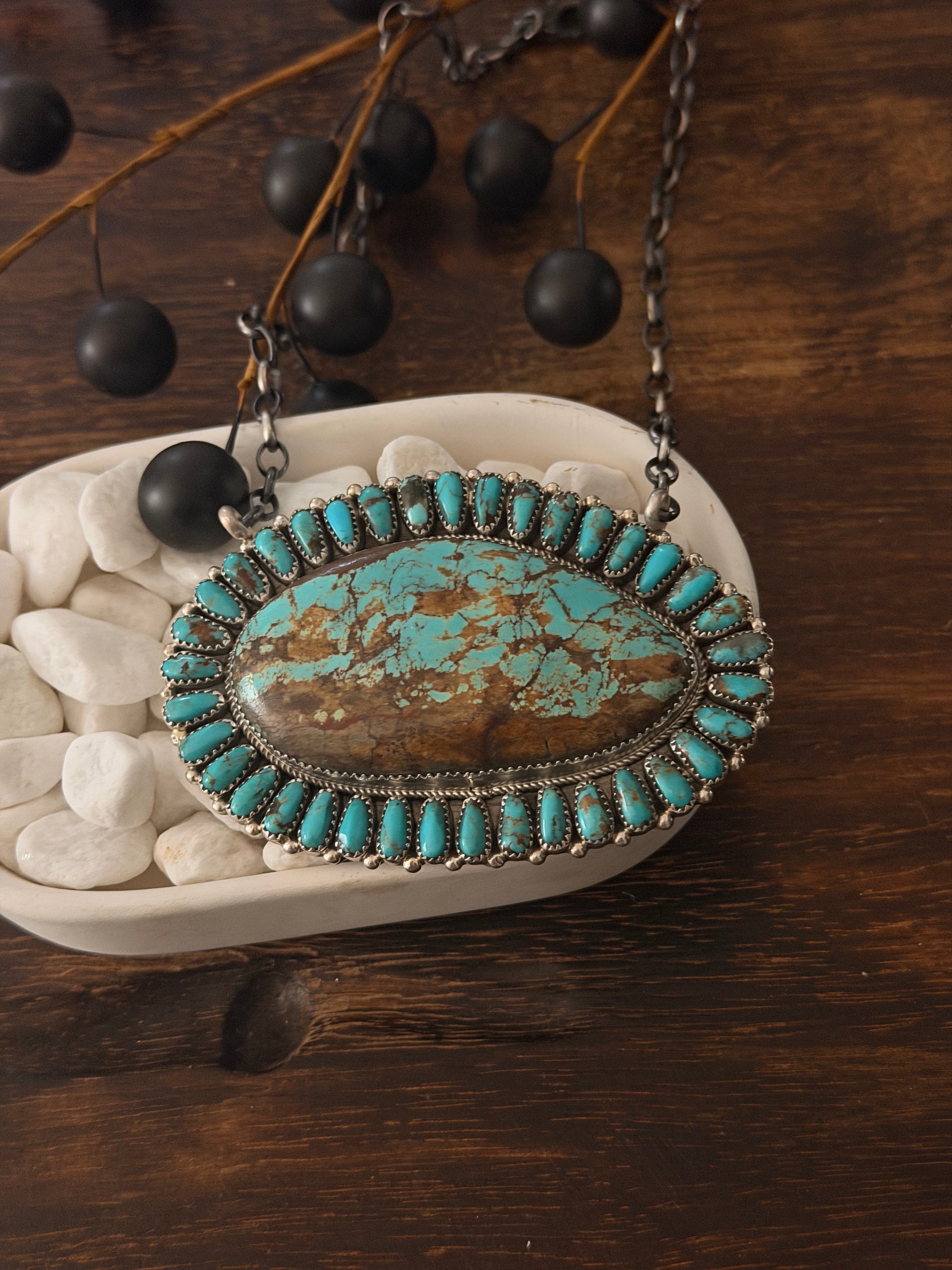 Juspert Wilson Mine 8 Turquoise & Sterling Silver Cluster Necklace