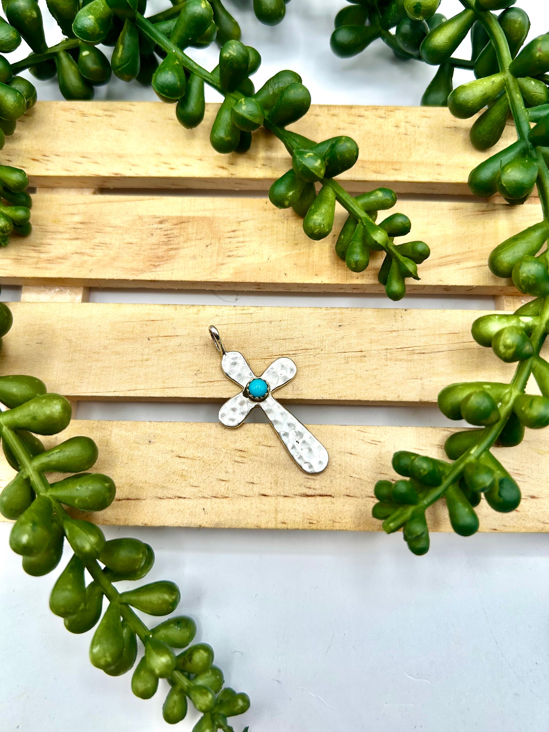 Navajo Made Kingman Turquoise & Sterling Silver Pendant