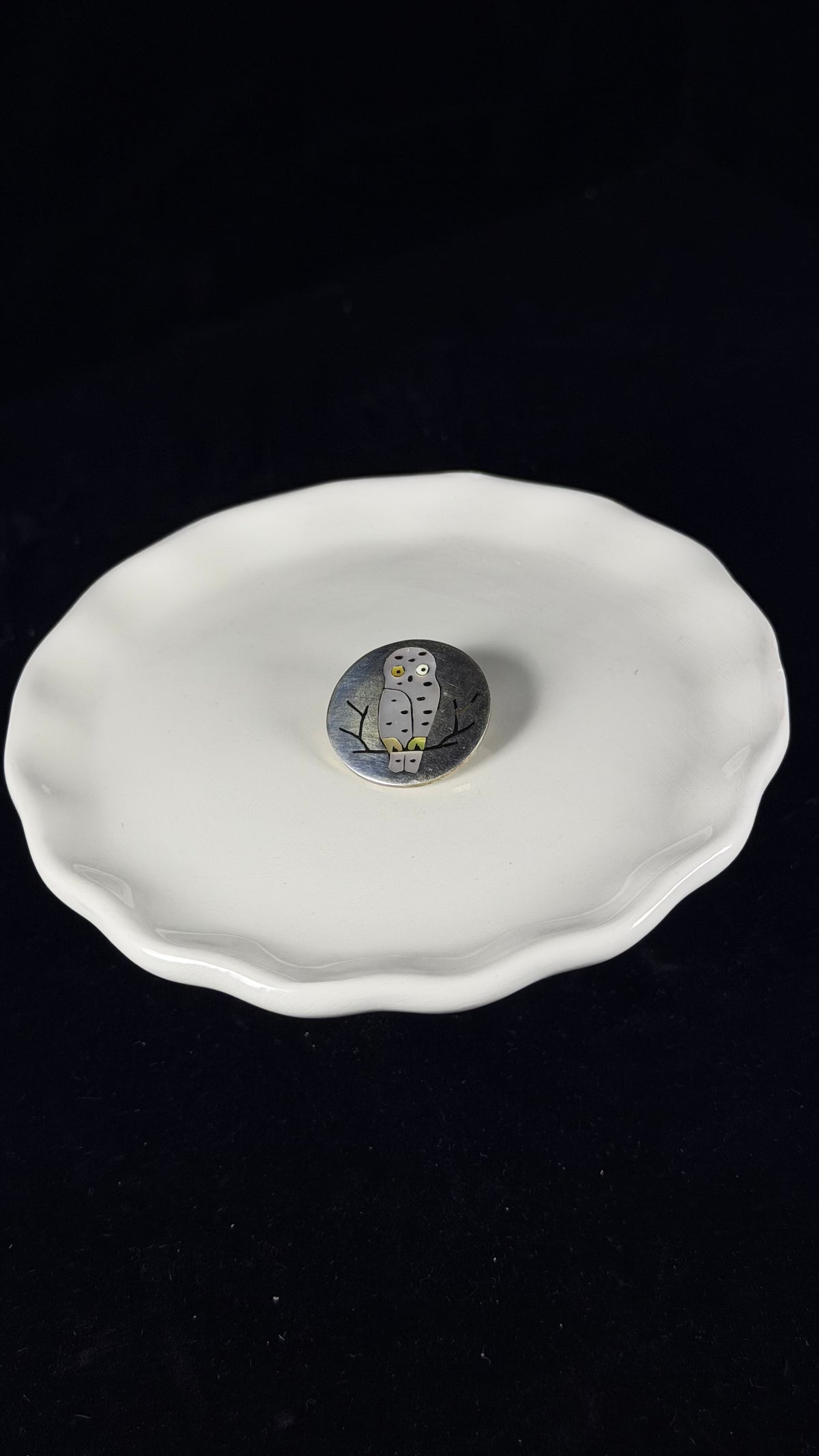 Zuni Made Multi Stone & Sterling Silver Inlay Owl Pendant/Pin