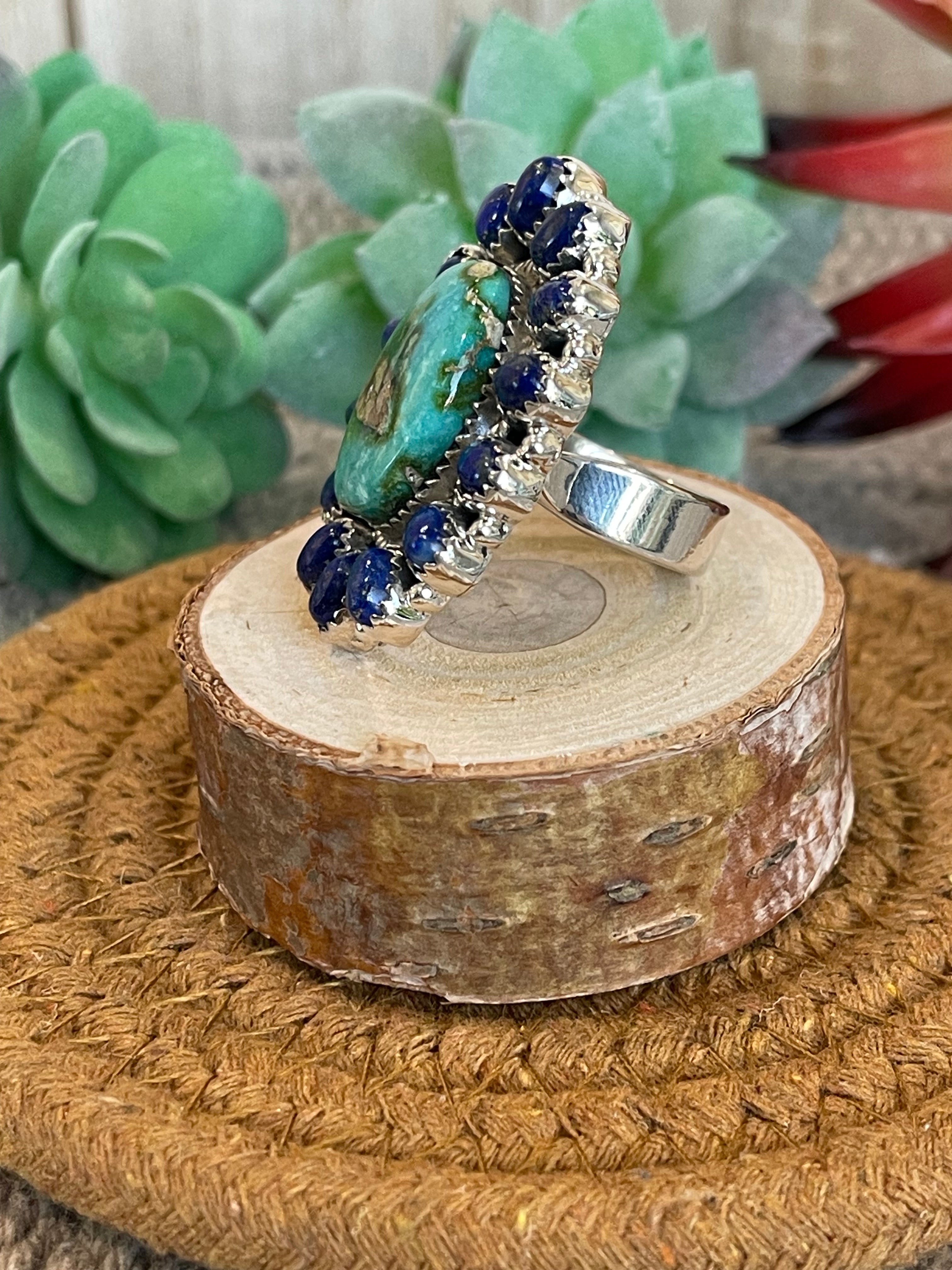 Southwest Handmade Multi Stone & Sterling Silver Adjustable Ring