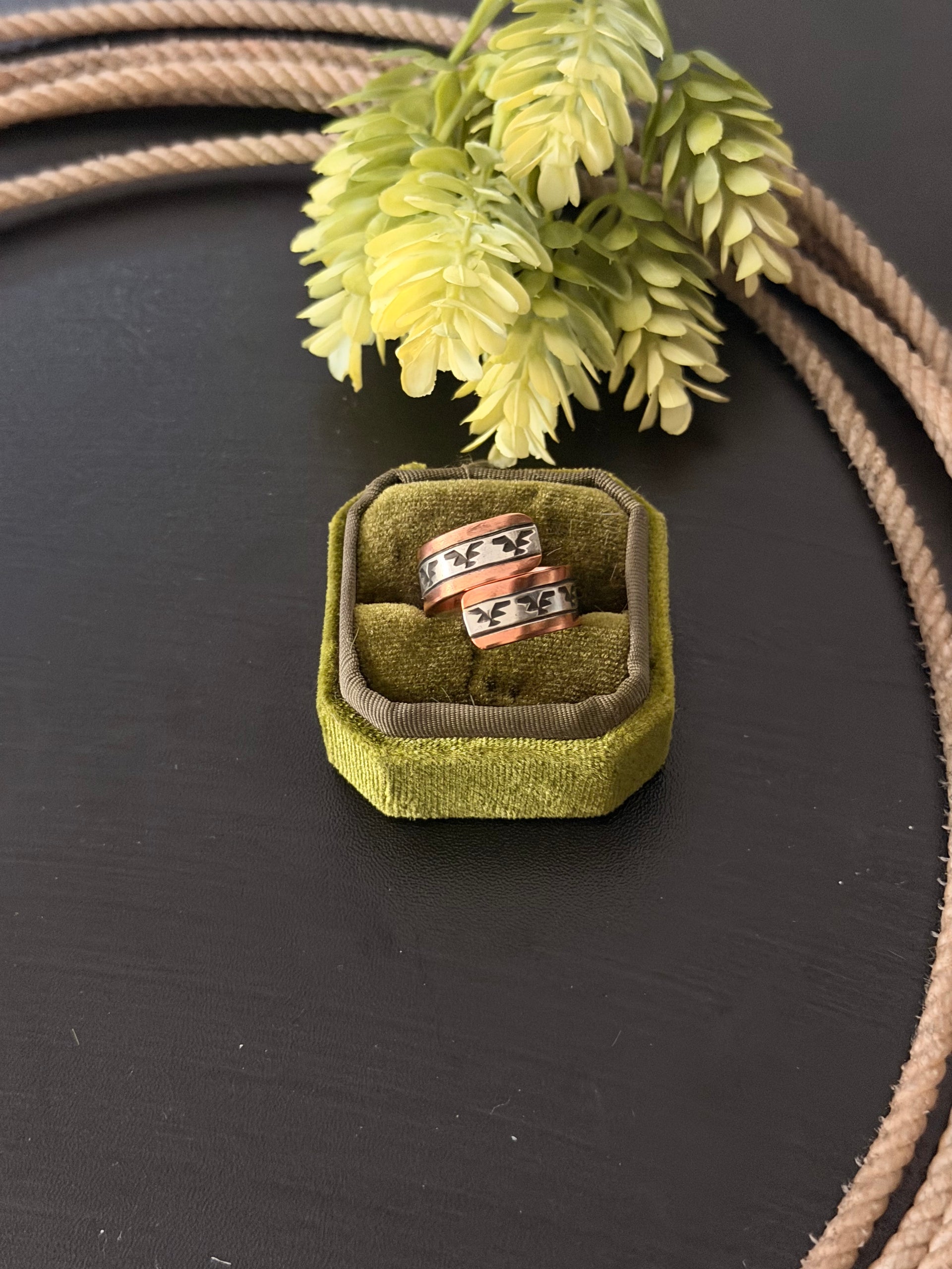 Navajo Made Copper & Sterling Silver Adjustable Ring