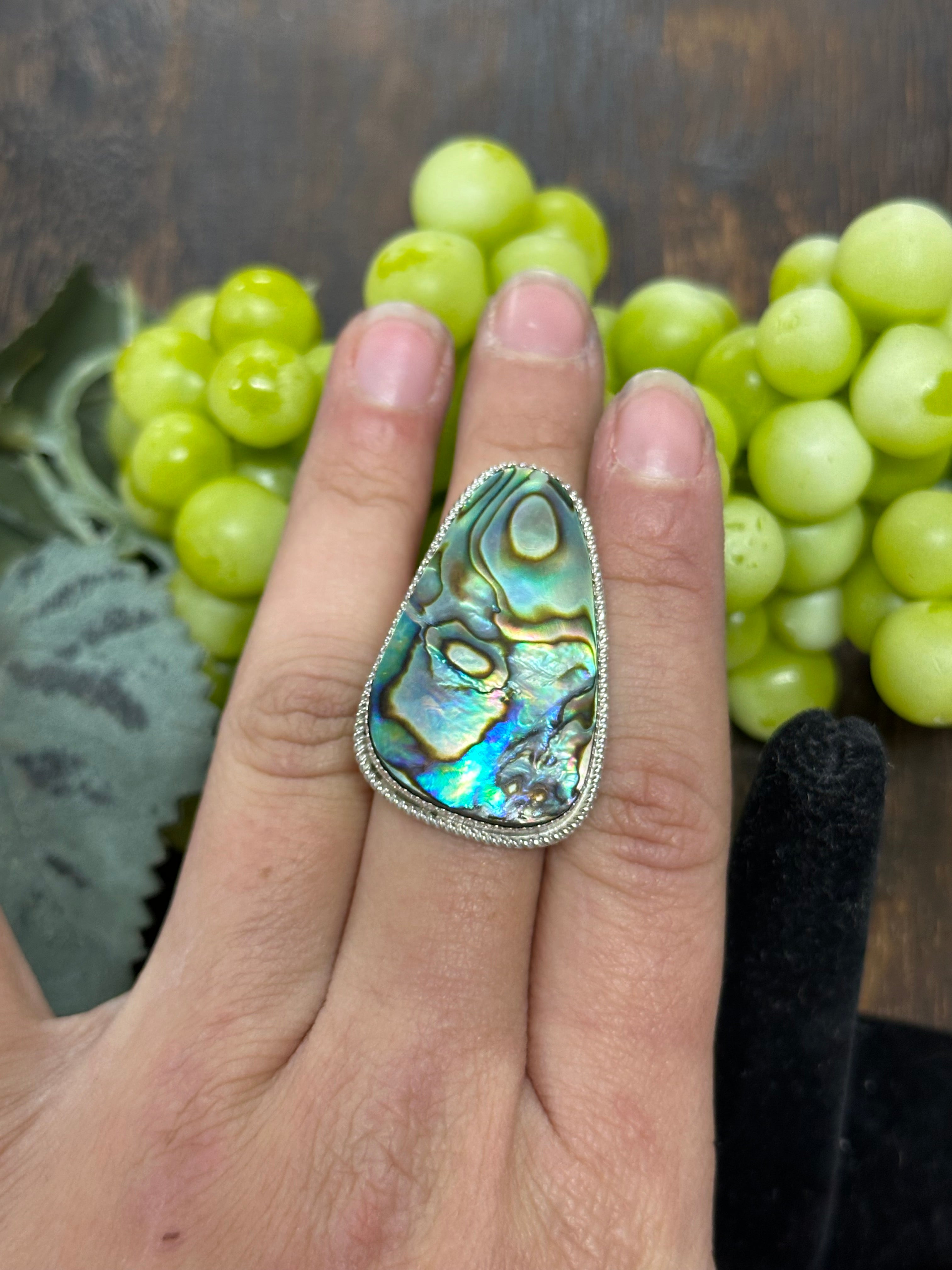 Reda Galvan Abalone & Sterling Silver Ring Size 6.5