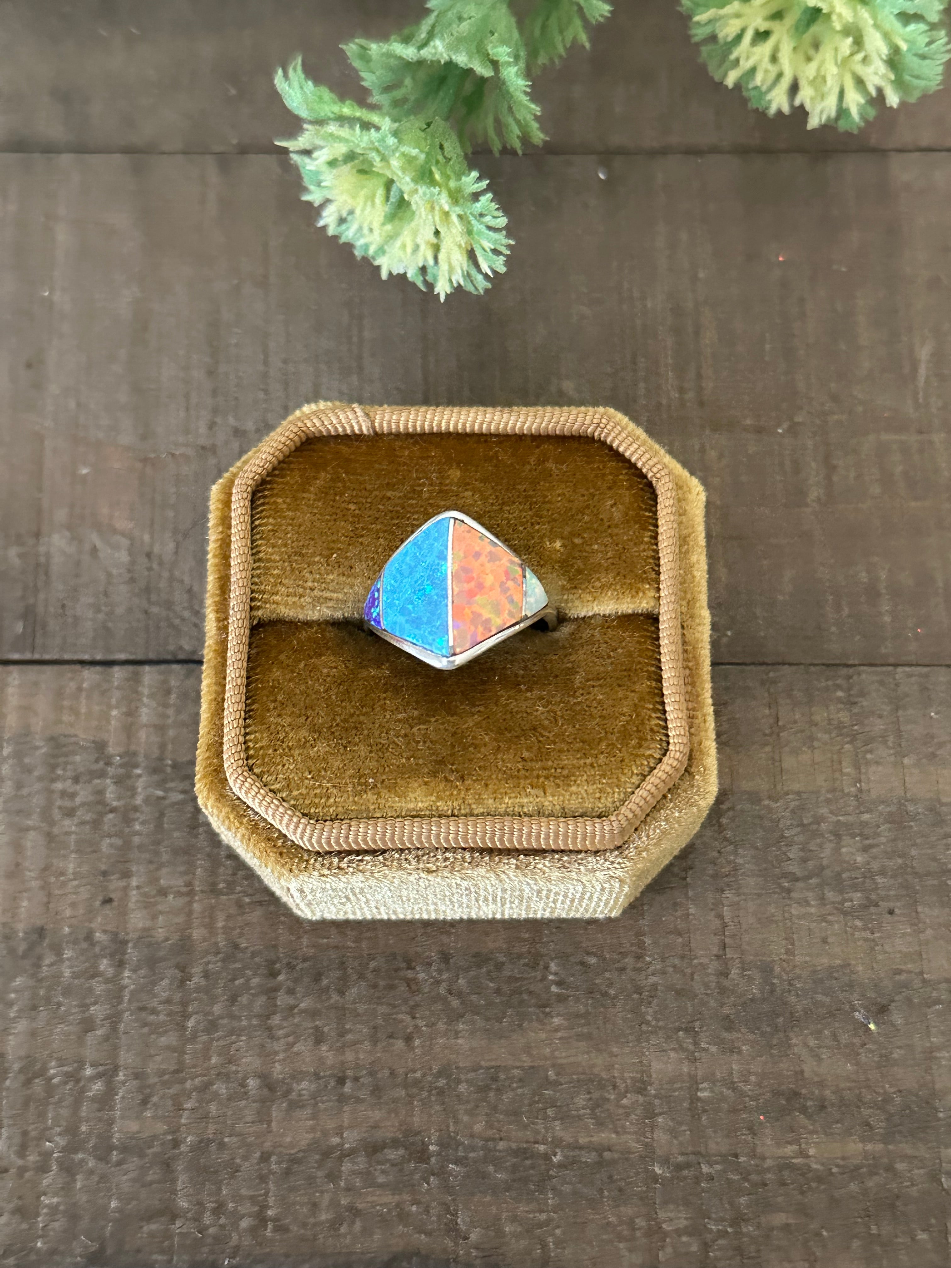 Rick Enriquez Opal & Sterling Silver Inlay Ring