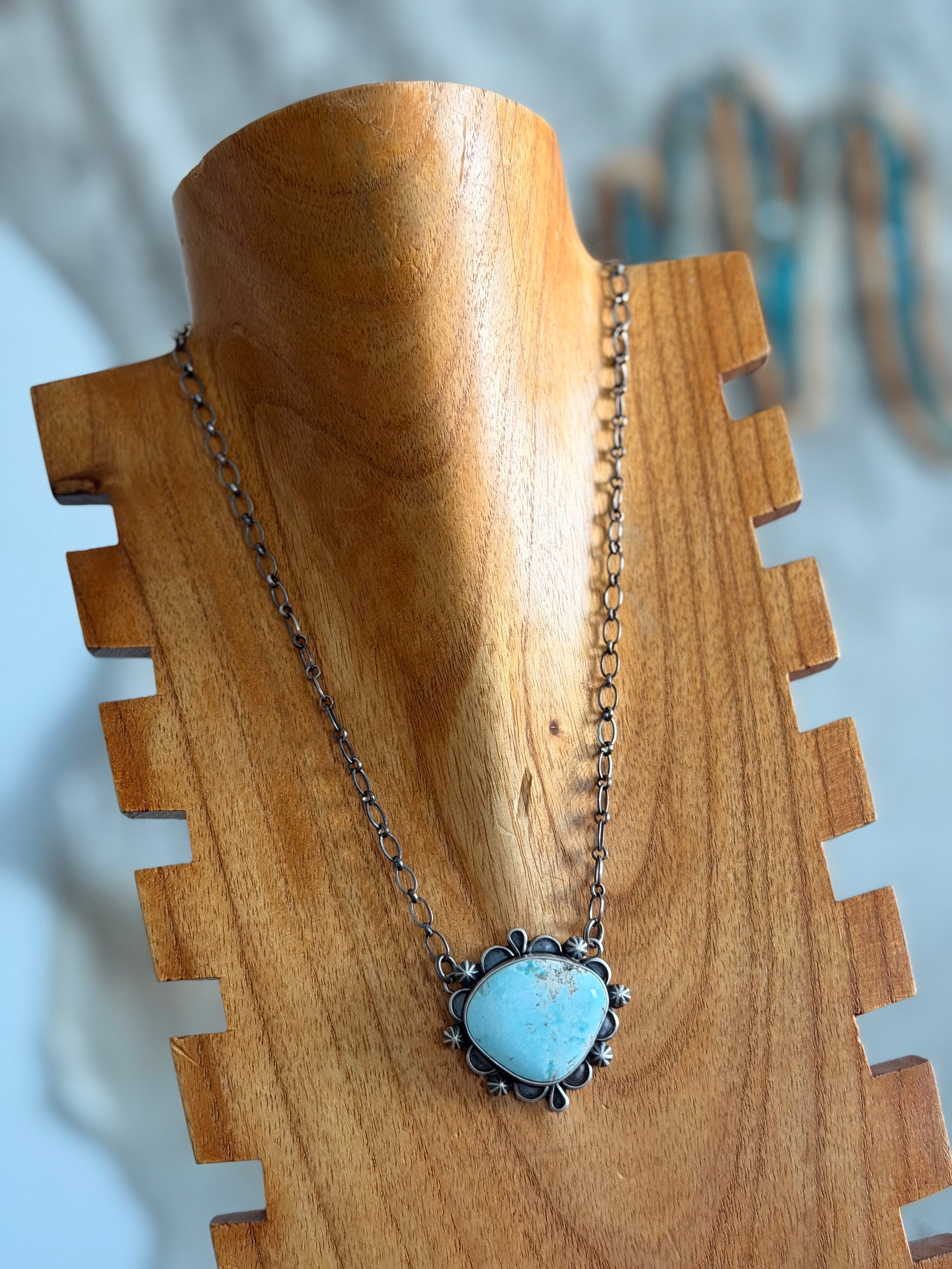 Jameson Garcia Natural Dry Creek Turquoise & Sterling Silver Bar Necklace