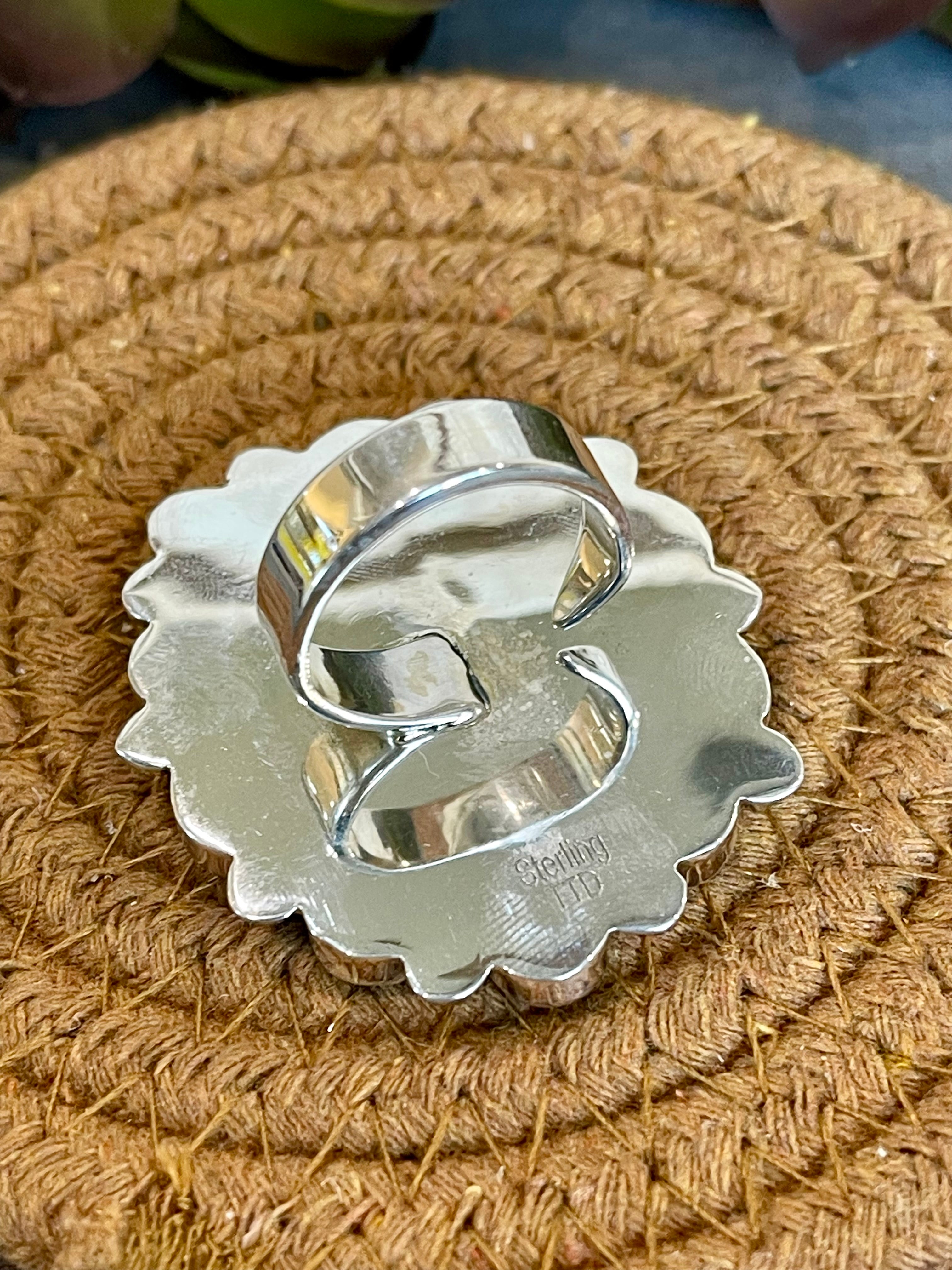 Southwest Handmade Multi Stone & Sterling Silver Adjustable Ring