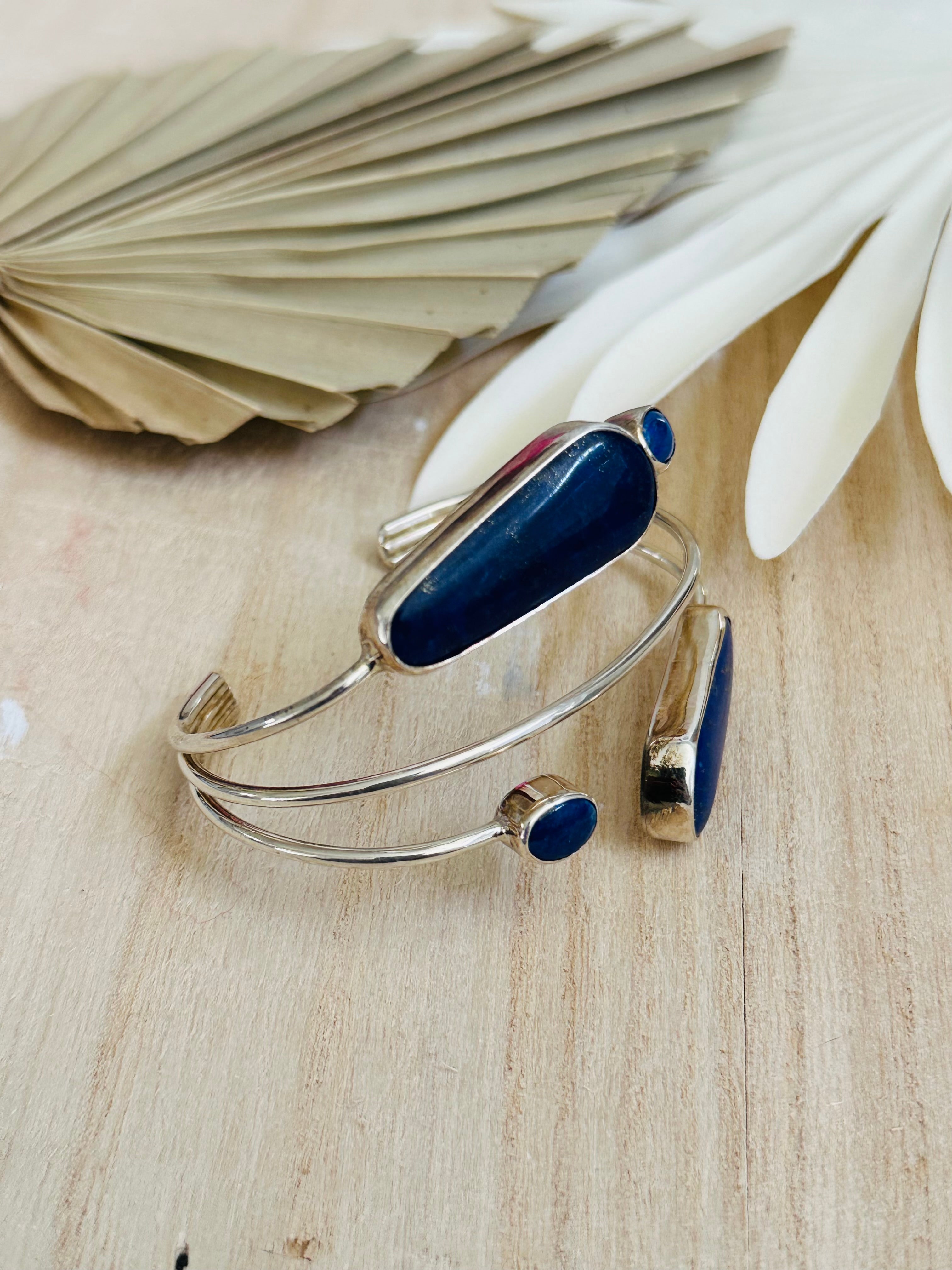 Navajo Made Lapis & Sterling Silver Cuff Bracelet