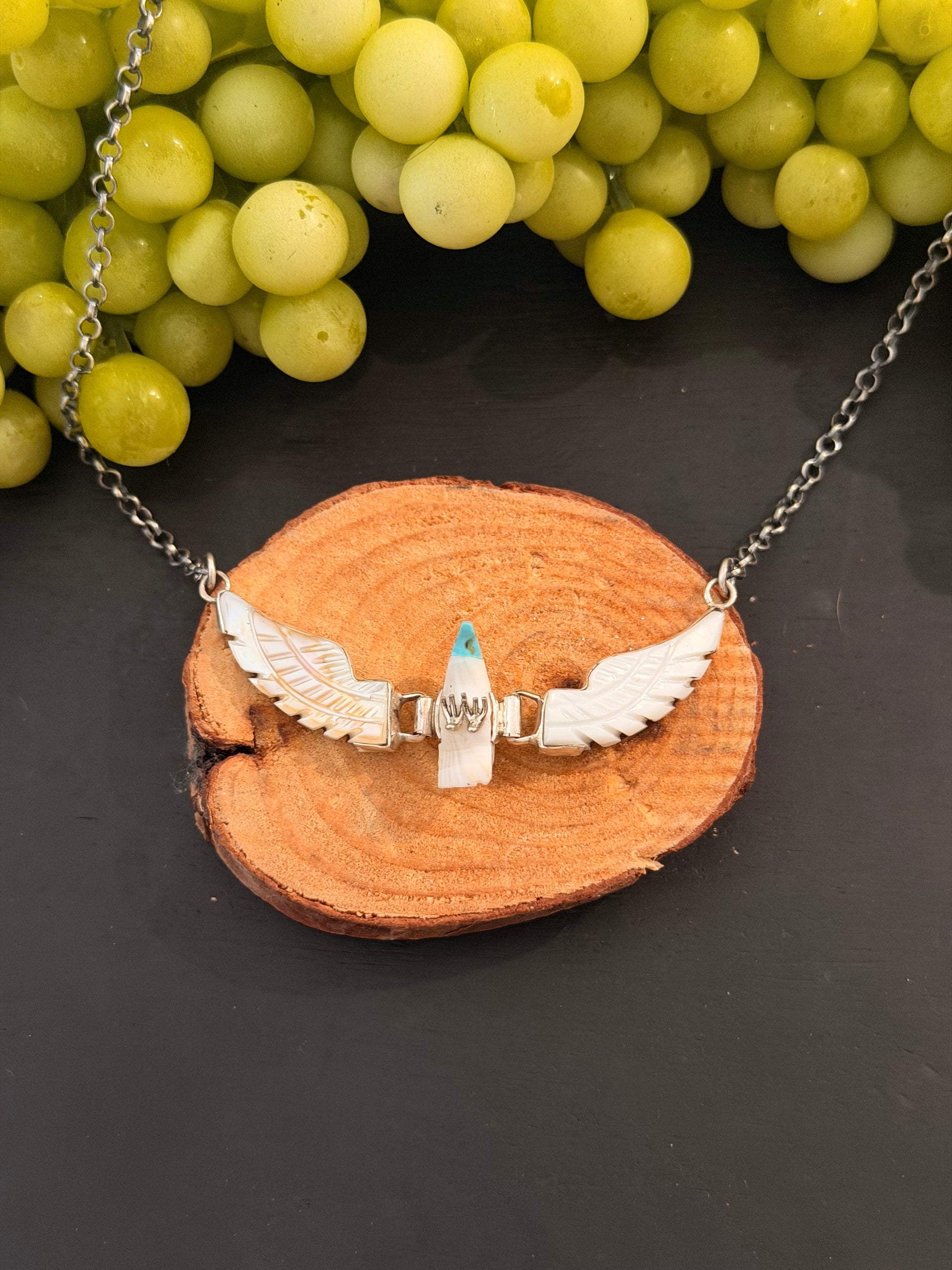 Zuni Made Multi Stone & Sterling Silver Eagle Necklace