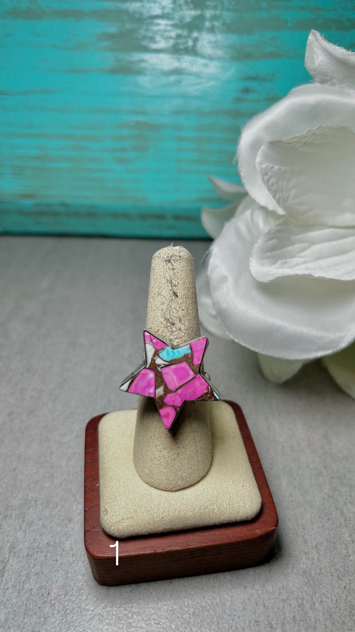 Johnny Dixon Cotton Candy & Sterling Silver Adjustable Ring