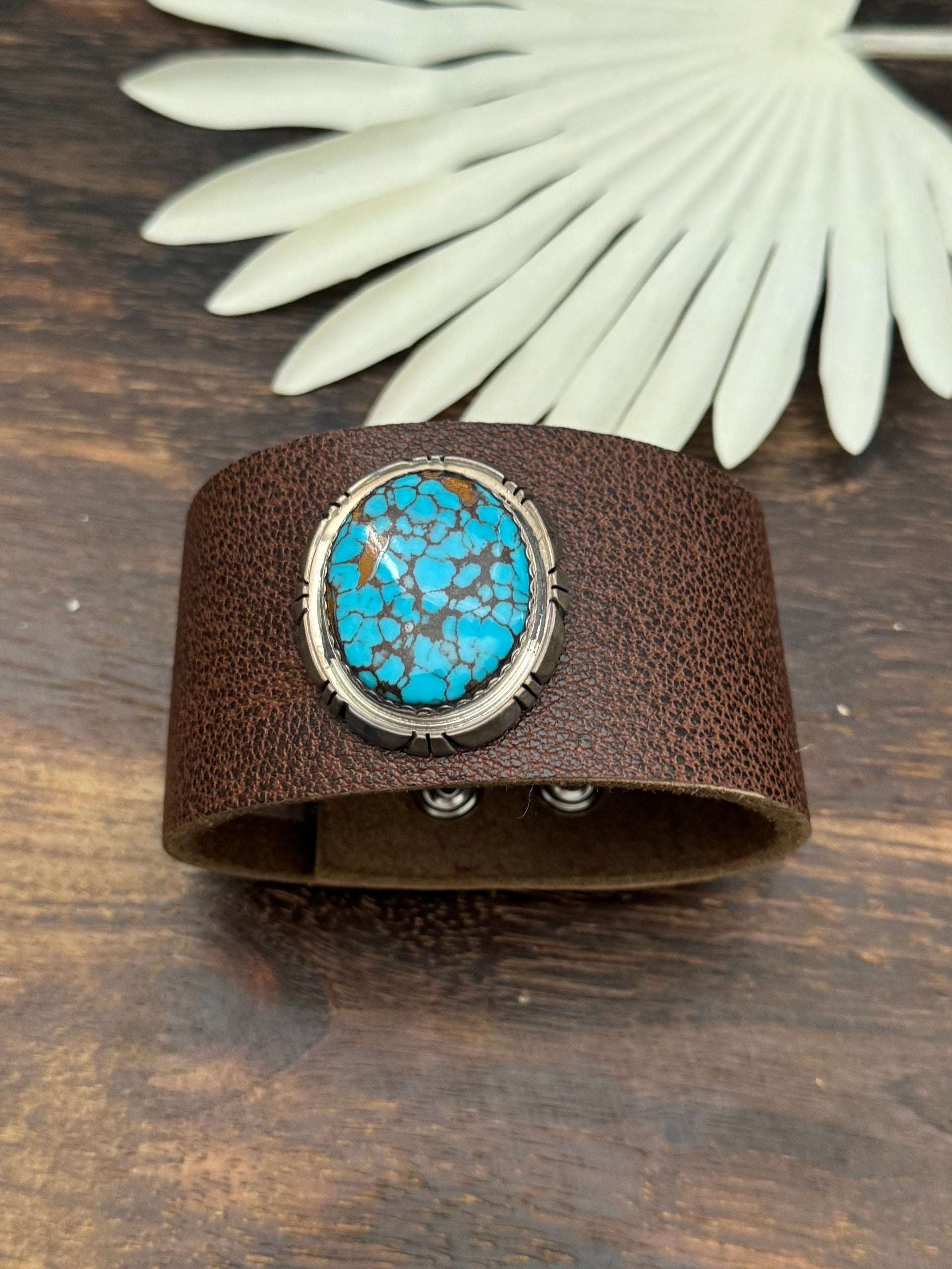Julia Etsitty Egyptian Turquoise & Genuine Leather Bracelet