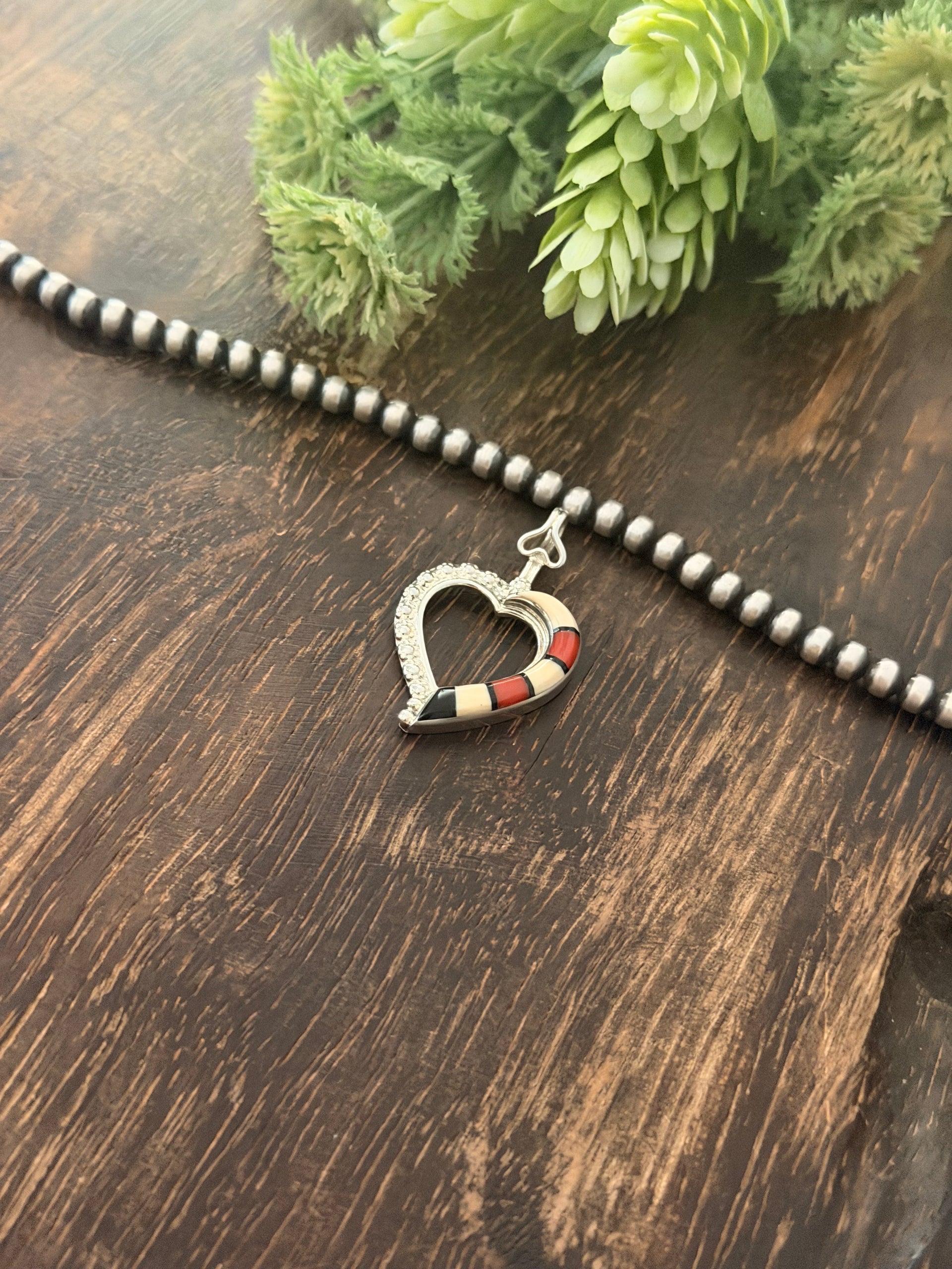Zuni Made Multi Stone & Sterling Silver Inlay Pendant