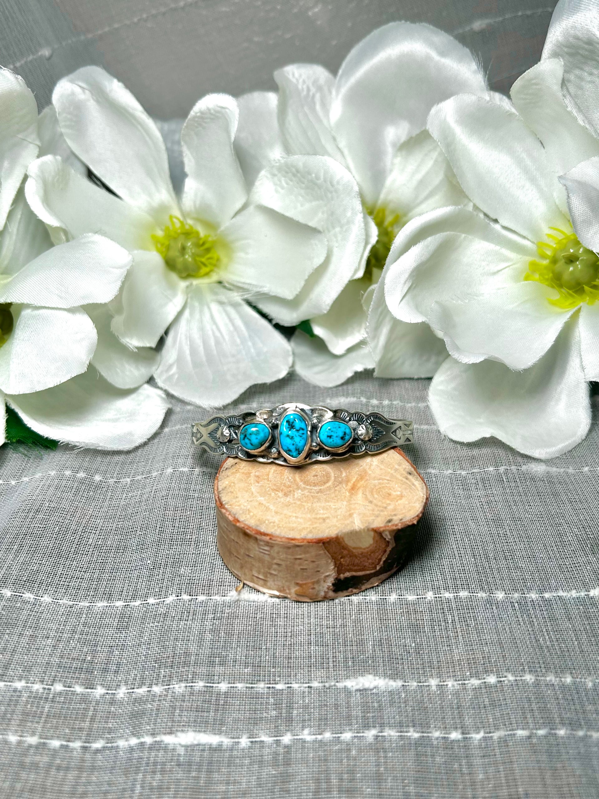 Navajo Made Kingman Turquoise & Sterling Silver Cuff Bracelet