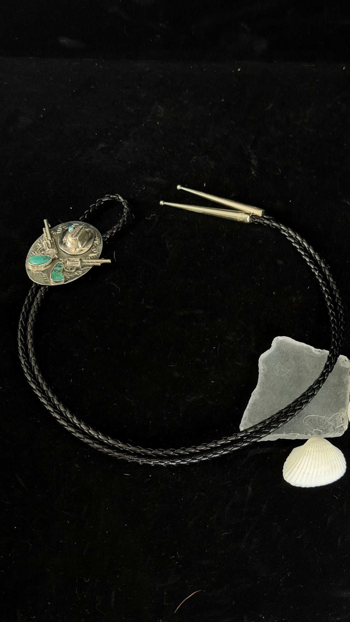 Navajo Made Kingman Turquoise & Sterling Silver Bolo Tie