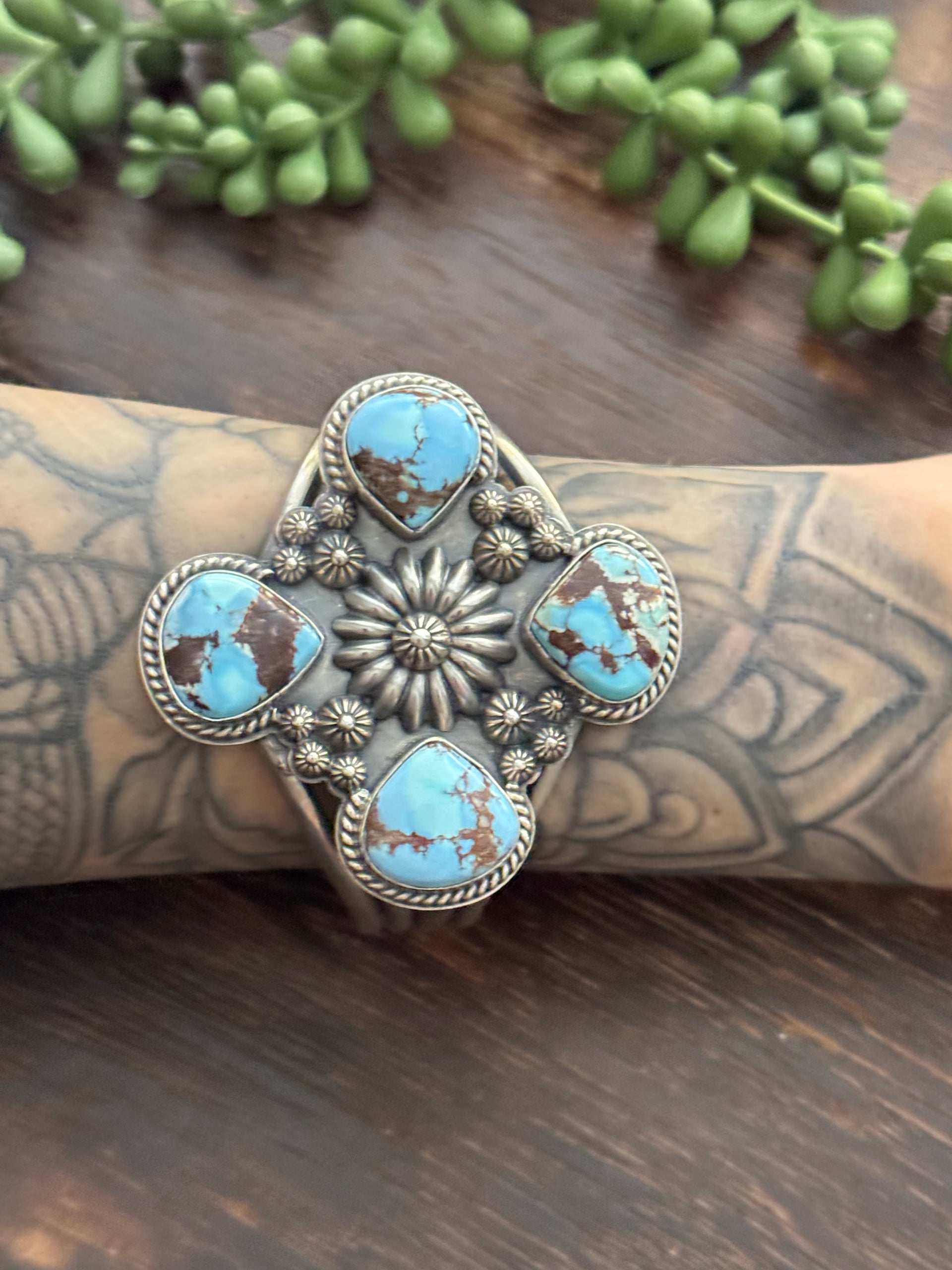 Gilbert Platero Golden Hills Turquoise & Sterling Silver Cuff Bracelet