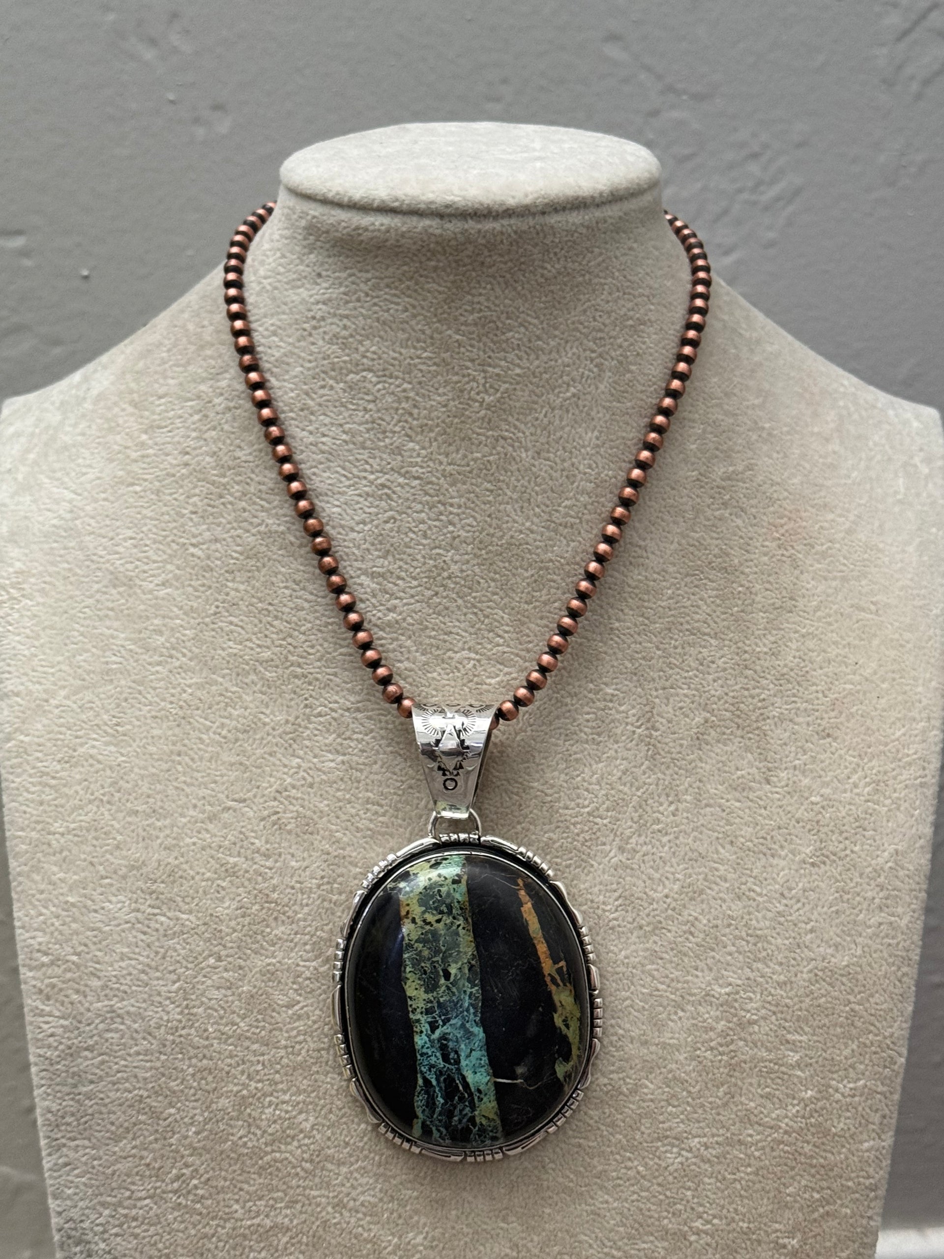 Alex Begay Black Jack Turquoise & Sterling Silver Pendant