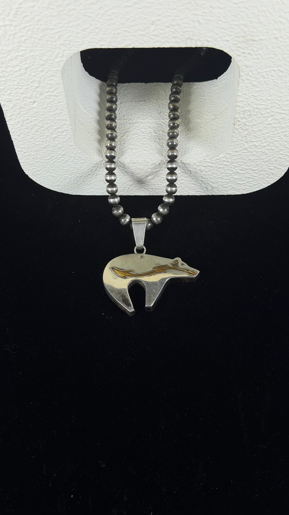 OLD PAWN Navajo Made Sterling Silver Bear Pendant