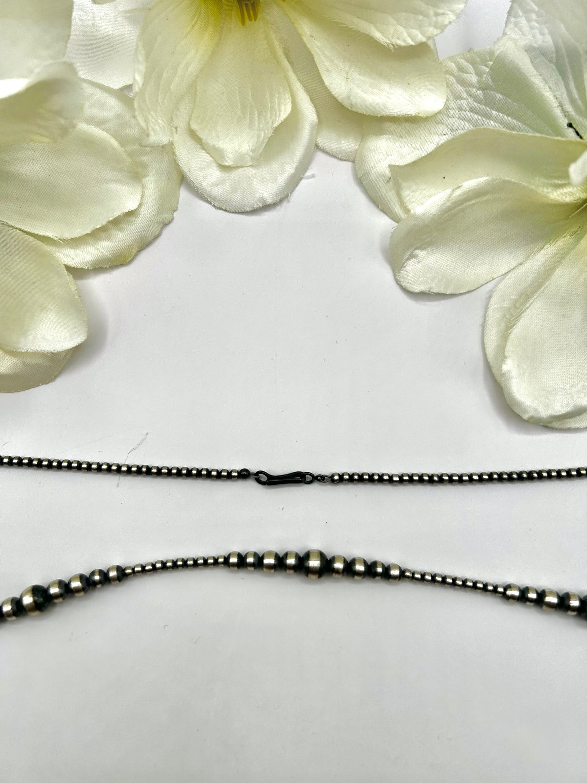 Navajo Made Strung Sterling Silver Necklace